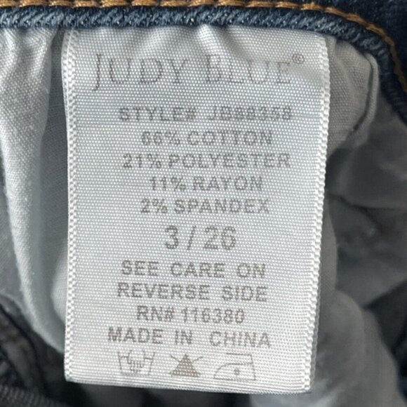 Judy Blue Plaid Cuffed Slim Fit Jean size 26 stretch classic medium wash jeans - Picture 16 of 16